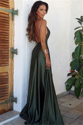Elegant V-Neck Long Prom Dress with Slit and Spaghetti-Straps